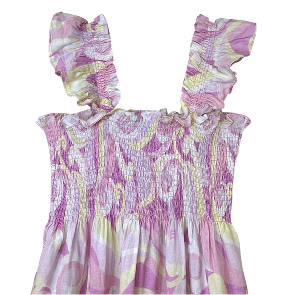 Hill House - ‘Elizabeth Nap’ Mini Linen Dress ‘Candy Kaleidoscope’, Pink X-Small - Picture 6 of 17